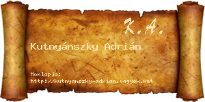 Kutnyánszky Adrián névjegykártya